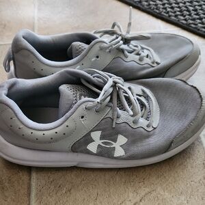 Under Armour Kids' Light Gray Mesh Athletic Sneakers